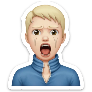 A person choking themselves on the neck and screaming  sticker