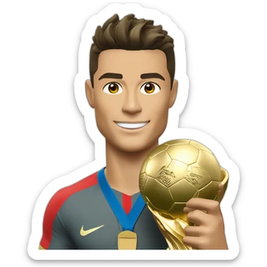 cristiano ronaldo com um trofeu da copa do mundo sticker