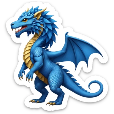 Mušḫuššu, ancient Mesopotamian hybrid: blue scaled body, lion mane, lion forelegs, eagle hind legs, long neck, horned dragon head, lizard tail, optional wings sticker