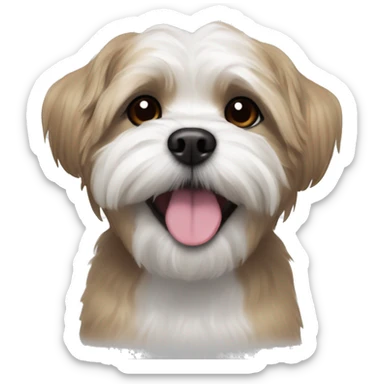 ash maltese   shihtzu mix with white brows and chest hair smiling sticker
