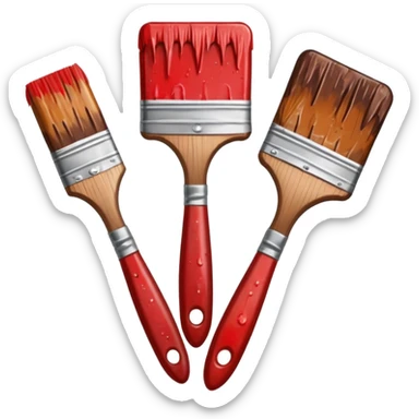 STICKER PINCEAUX ROUGE ET BRUN AVEC  PEINTURE ET TACHE DE PEINTURE sticker
