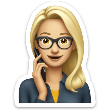 Beautiful Blonde woman wearing glasses calling on cell phone sticker