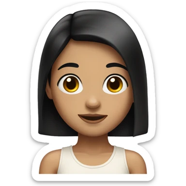 a girl w black hair not so light but not so tan skin with red heart eyes  sticker