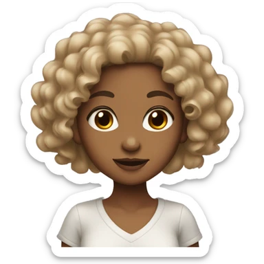 tan girl with black curly hair and brown eyes  sticker