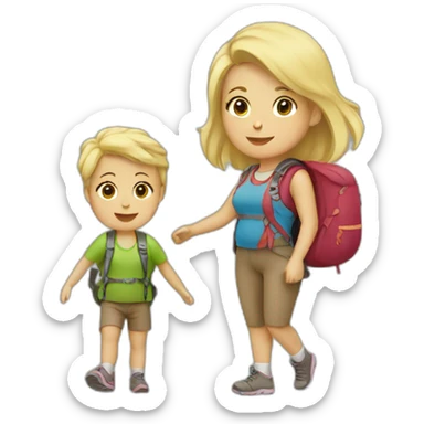 Mom hiking with little baby blond hair sticker