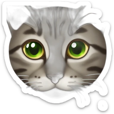 Dark brown and white Tabby Cat with green eyes, laying on the side sticker