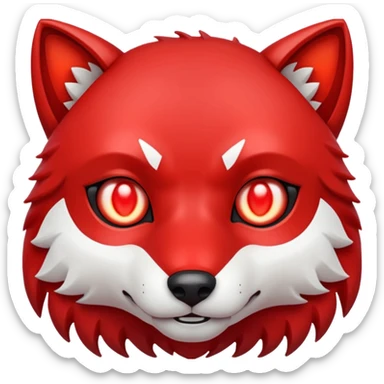 A red rounded square emoji divided in half vertically: on the left, a small red cyber wolf head with glowing eyes in futuristic style; on the right, a bold white capital letter C. Flat emoji design, shiny lighting like 🅱️ emoji, transparent background, inspired by the Cyberwolves logo. sticker