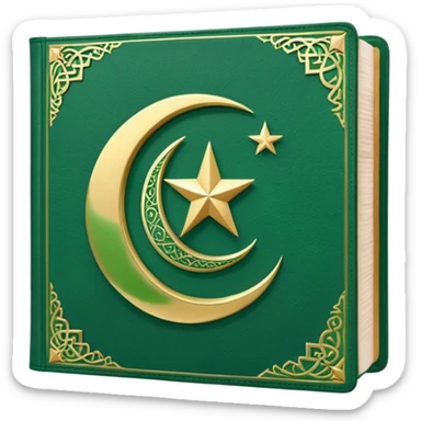 Closed Quran with the Islamic Symbol on it (moon and star) green sticker