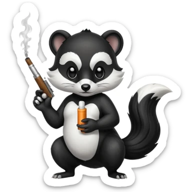 skunk smoking a cigarette with a gun sticker