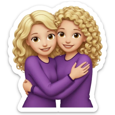 curly blonde hair whitegirl hugging straight blonde. hair. white girl sticker