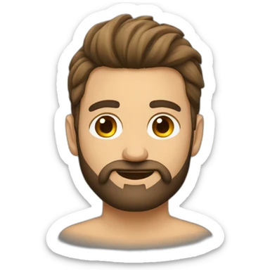 Cara de un chico delgado pelo moreno con barba corta canosa sticker