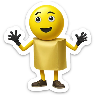 Paper half magnetic yellow m&m costume with the hands and feet actually attached to the body and feet fused with each other sticker