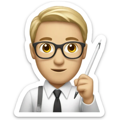 white teacher with a pointer sticker