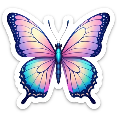 Shiny pastel colorful neon glittery vibrant pale whitish bright Floral exotic tropical butterfly sticker