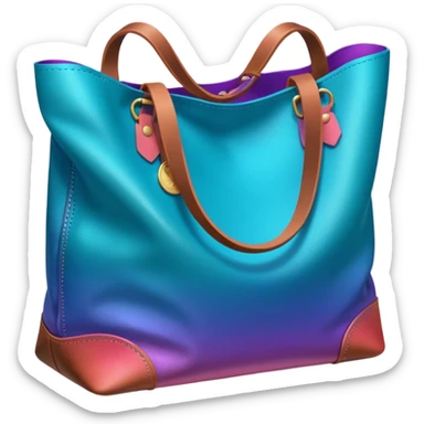 coins  pack in gradient of turquoise, blue, pink, purple, and coral color in leather brown bag sticker