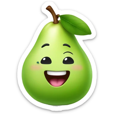 Green Cute pear with tongue sticker