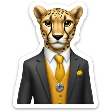 cheetah in a classic suit With keys sticker
