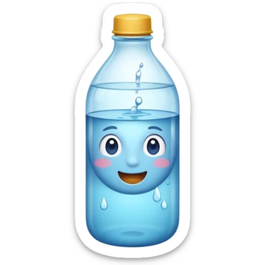 botella de agua sin una cara en el medio  sticker