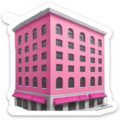 pink downtown building sticker
