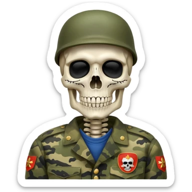 generate a ultra realistic skeleton in Russian military camouflage sticker