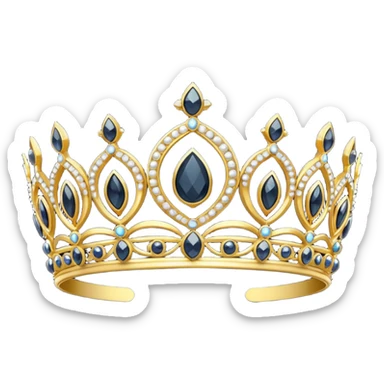 gold tiara with obsidian jewels sticker