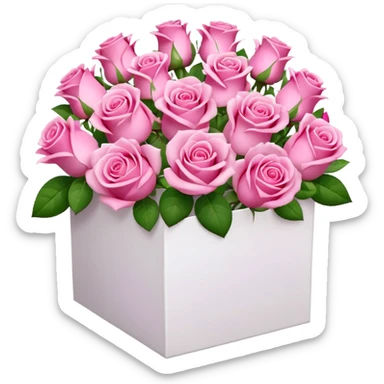 bouquet of pink 30 roses in a white box sticker