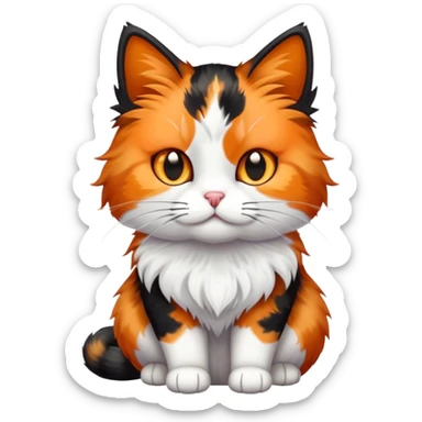 calico cat with orange, black and white patches sticker
