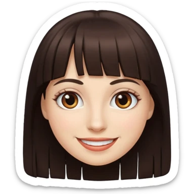 Simple White smiling women with a dark brown fringe sticker