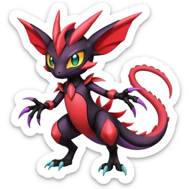 Colorful Cool Badass  Meloetta-Noibat-Noivern-Salandit-Guilmon-Darkrai-Pokémon-Fakémon-fusion-hybrid-creature sticker