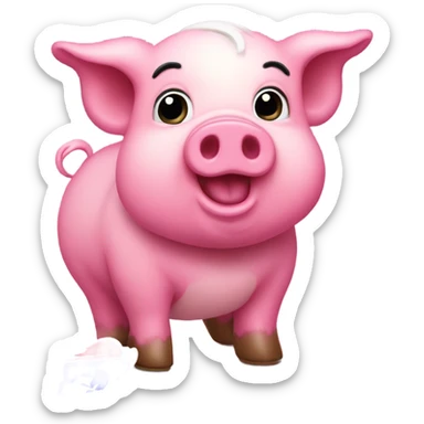 Cute pink pig in buffalo bills jersey sticker