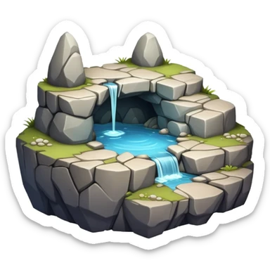 generate realistic detailed cave patform in 3d style sticker
