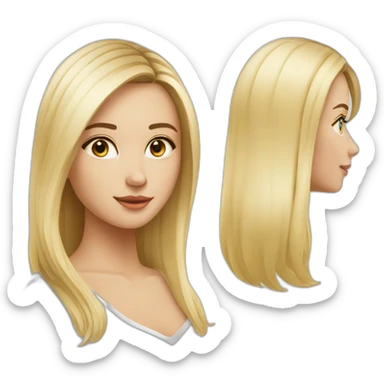 Fille blonde cheveux mi long lisse yeux bleus sticker