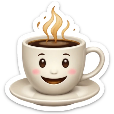 an adorable white cup of coffee with a smile, cup only, no plate sticker