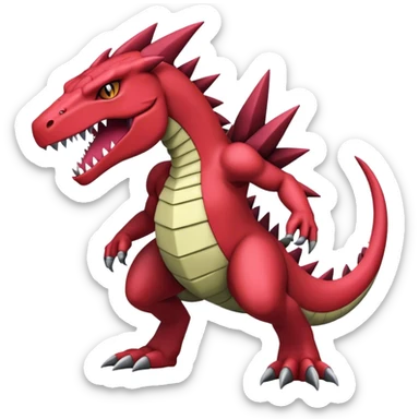 Badass cool edgy salazzle-Guilmon-tyranitar-hybrid, full body sticker