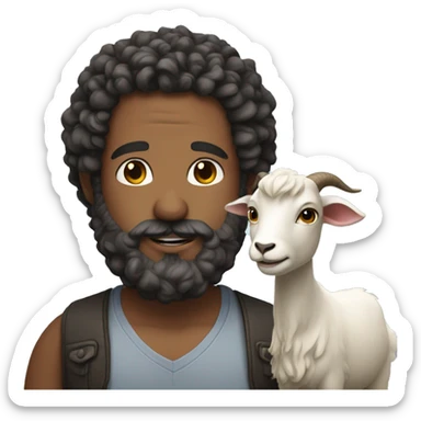 man with a beard and curls likes a goat sticker