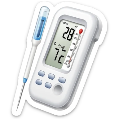 digital thermometer and clean surgical gauze together sticker