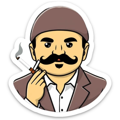 El Chapo drug lord with mustache smoking marijuana sticker