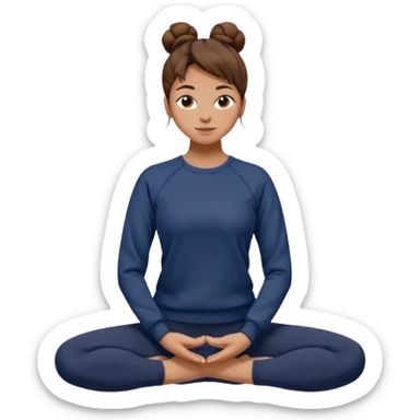 Woman who clearly has ADHD with brown hair in navy sweatshirt and black yoga pants sticker