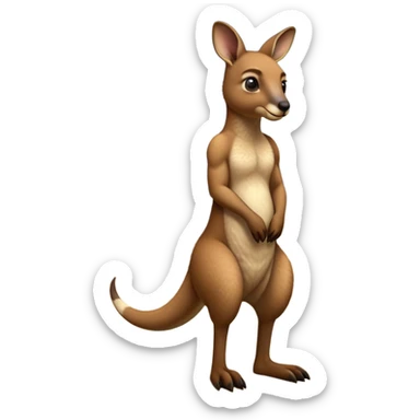 cinematic-kangaroo-realistic-full-body-standing-emoji,-powerful-muscular-frame-balanced-on-strong-hind-legs,-large-tail-resting-lightly-on-the-ground,-short-forearms-held-close-to-chest,-warm-brown-fur-textured-and-detailed,-keen-eyes-scanning-the-horizon-with-curious-alertness,-simplified-yet-realistic-focused-features,-highly-detailed,-glowing-with-a-subtle-natural-radiance sticker