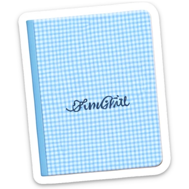 Cute  journal cover, pastel blue gingham pattern
Handwritten feminine typography, soft aesthetic, cozy girl vibe
Clean product mockup, minimal shadows, lifestyle stationery style sticker
