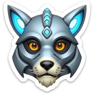 Futuristic visor-screen-faced Protogen-Primagen-animal-fantasy-creature sticker