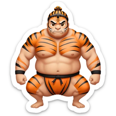 Tiger sumo wrestler with topknot sticker