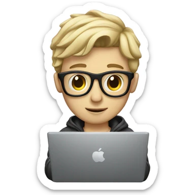 white boy music producer with macbook sticker