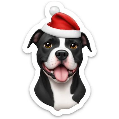 Black American staffordshire terrier with santa hat  sticker