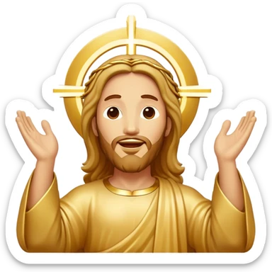 Rejoicing golden jesus figure sticker