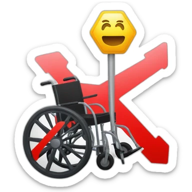 wheel chair with a stop sign in the wheel sticker