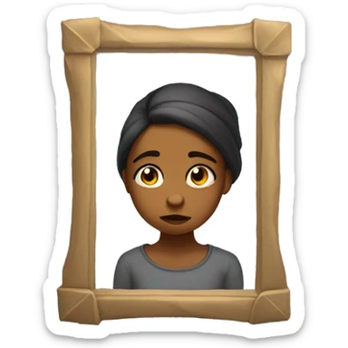 sad girl in fort of mirror sticker