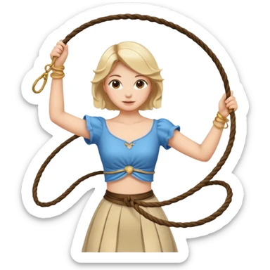 girl in a top up to her belly button twirls a lasso in her hands sticker