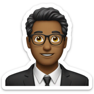 a man in glasses and a tuxedo sticker