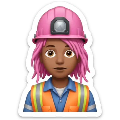 construction worker heavy pink dreadlocked haired man  sticker